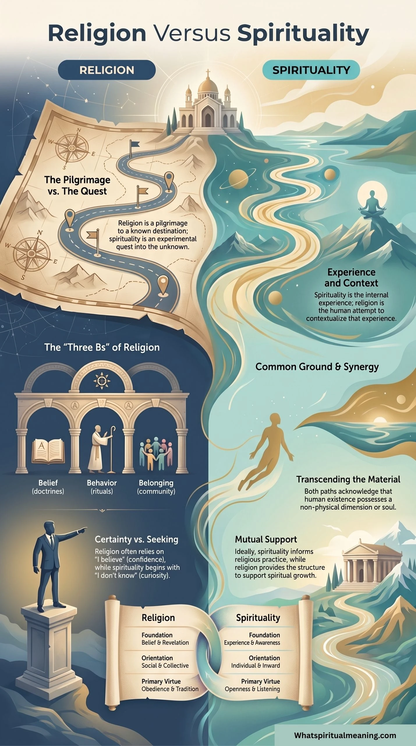 infographic showing Religion versus spirituality